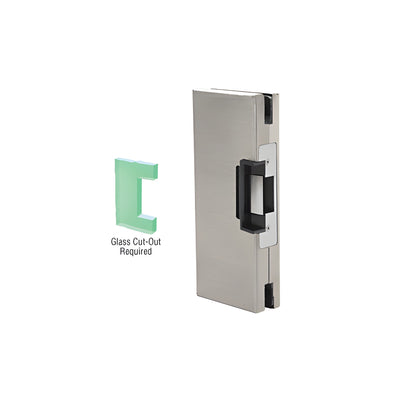 CRL Brushed Stainless 4" x 10" LH/RHR Custom Center Lock Glass Keeper with Deadlatch Electric Strike