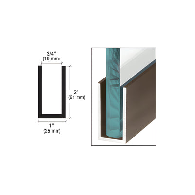 CRL Black Bronze Anodized Wet / Dry Glaze 2" Deep U-Channel 120" Stock Length