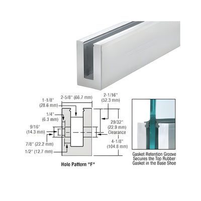 CRL B6N Series Mill Aluminum 120" Fascia Mount Square Base Shoe Drilled for for 5/8" Glass