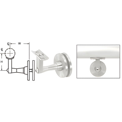 CRL Satin Anodized Aluminum Manhattan Series Glass Mounted Hand Rail Bracket