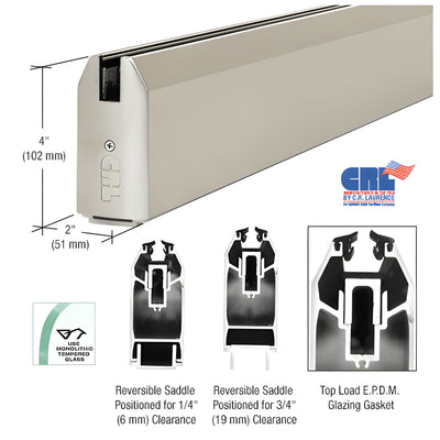 CRL Brushed Stainless 4" Tapered Sidelite Rail