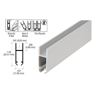 CRL Satin Anodized Security H-Bar for Anti-Lift Showcase Track Assembly - 144"