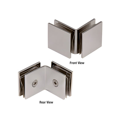 CRL Brushed Nickel Open Face 90 Degree Square Glass Clamp