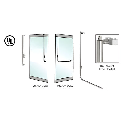 CRL-Blumcraft® Polished Stainless Left Hand Reverse Rail Mount Keyed Access "J" Exterior, Top Securing Panic Handle