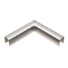A polished 316 stainless steel 90-degree horizontal corner piece for low profile cap railings.