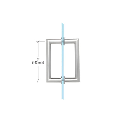 CRL Polished Chrome 6" MT Series Round Tubing Mitered Corner Back-to-Back Pull Handle