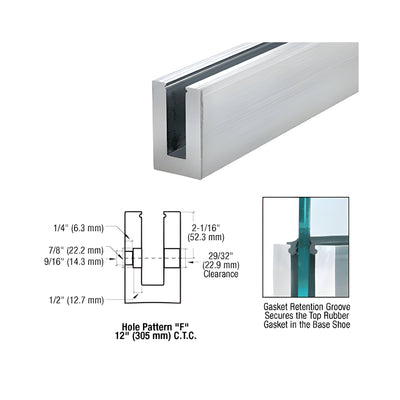 CRL B5S Series Mill Aluminum 120" Square Base Shoe Fascia Mount for 1/2" Glass