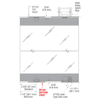 CRL-Blumcraft® BP150 Bottom Pivot Used with the 1301 Series Display Doors