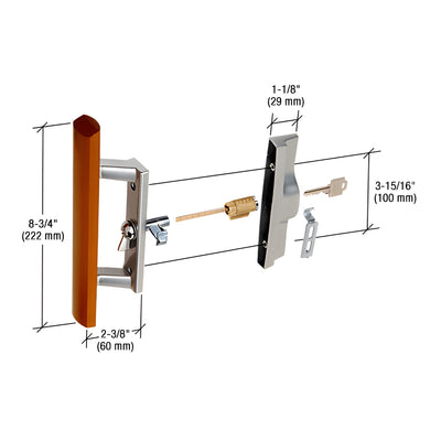 CRL Wood/Aluminum Keyed Internal Lock Sliding Glass Door Handle Set with 3-15/16" Screw Holes for Viking Doors