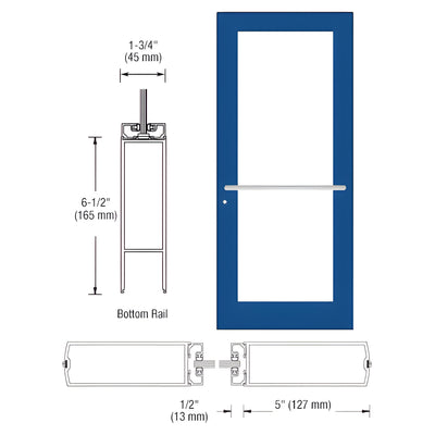 CRL-U.S. Aluminum Custom KYNAR® Paint Custom Single Series 550 Wide Stile Center Pivot Entrance Door for Overhead Concealed Door Closer