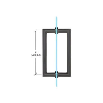 CRL Matte Black 8" MT Series Round Tubing Mitered Corner Back-to-Back Pull Handle