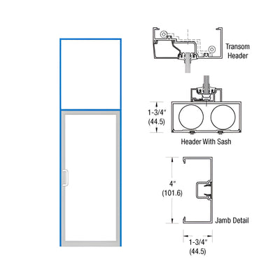 CRL-U.S. Aluminum Bronze Black Anodized Open Back Transom Frame for Single Door Center Hung Overhead Closer with Concealed Panic