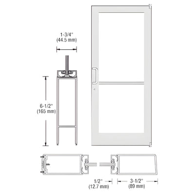 CRL-U.S. Aluminum White KYNAR® Paint 400 Series Medium Stile Inactive Leaf of Pair 3'0 x 7'0 Offset Hung with Pivots for Surf Mount Closer Complete Door Std. MS Lock & Bottom Rail - Bronze Anodized