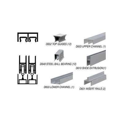 CRL Satin Anodized Deluxe Track Assembly D603 Upper and D601 Rail with Steel Ball Bearing Wheels