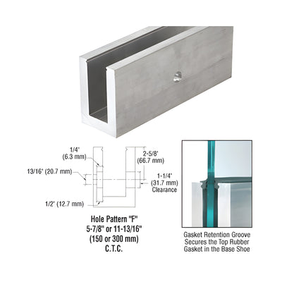 CRL L25S Series Mill Aluminum 118-1/8" Square Base Shoe Drilled for 1-1/16" Glass