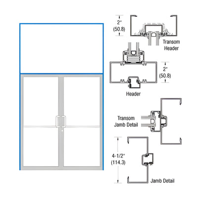 CRL-U.S. Aluminum Custom Size and Custom KYNAR® Paint Series 451 Open Back Butt Hinge Transom Frame Complete (2FT)