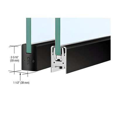 CRL Matte Black 1/2" Glass Low Profile Square Door Rail Without Lock - Custom Length