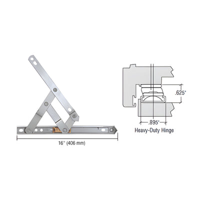 CRL Truth® 16" Heavy-Duty 4-Bar Stainless Steel Window Hinge