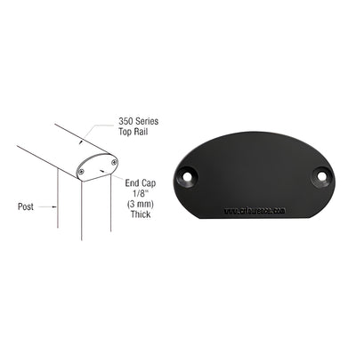 CRL Matte Black 350X Series Decorative End Cap