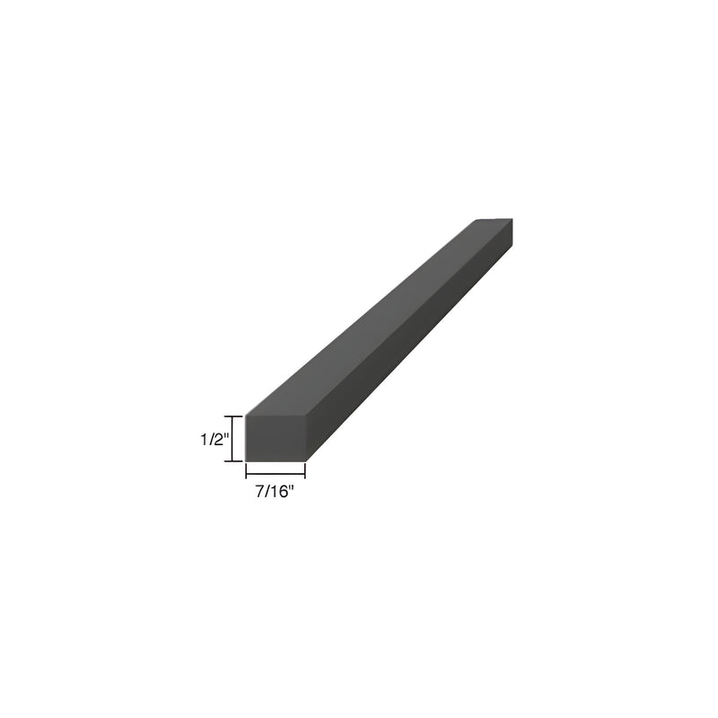 A single rectangular black EPDM rubber setting block measuring 4 inches long with 1/2 inch by 7/16 inch dimensions.