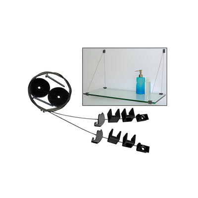 CRL Black Cable Shelf Bracket System for 3/8" to 1/2" Shelves
