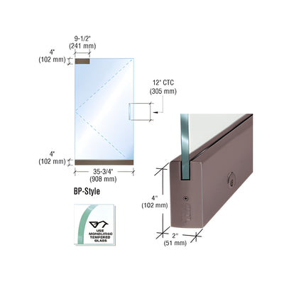 CRL Black/Bronze Anodized Dry Glazed Frameless Glass 3' BP-Style Single Door Only Kit - with Lock