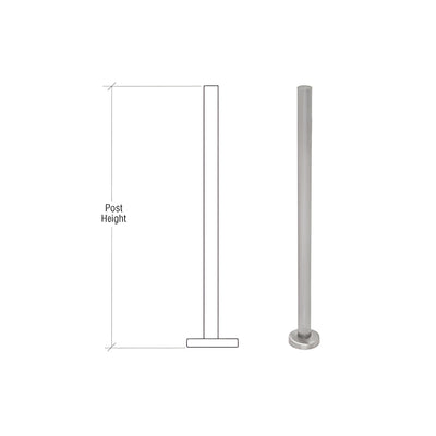 CRL Brushed Stainless 36" Steel Round Glass Clamp Blank Post Railing Kit