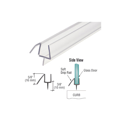 CRL Clear Co-Extruded 36" Bottom Wipe with Soft Drip Rail for 3/8" Glass- 10/Box