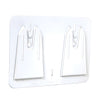 A white wall-mounted bracket designed for holding glass wipe dispensers.