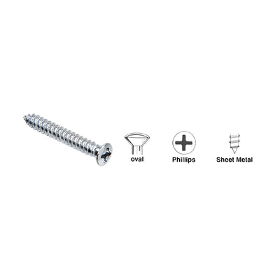 CRL Chrome 8 x 1-1/8" No. 6 Oval Head Phillips Tapping Auveco "Fix-Kit" Sheet Metal Screws