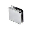 A polished chrome beveled glass clamp shown from an angled perspective.