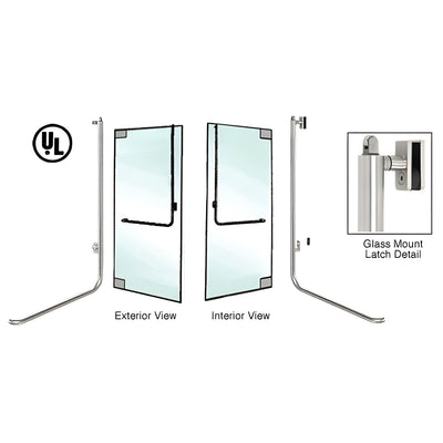 CRL-Blumcraft® Brushed Stainless Left Hand Reverse Glass Mount Keyed Access "D" Exterior, Top Securing Panic Handle