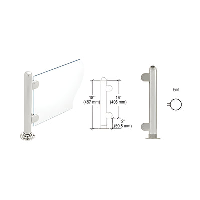 CRL Brushed Stainless 18" Round PP07 Elegant Series Counter/Partition End Post with Air Space