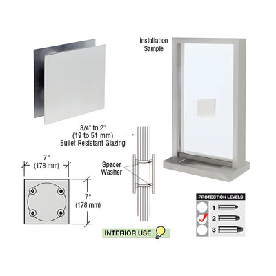 CRL Polished Stainless Steel 7" Square Level 2 Bullet Resistant Speak-Thru