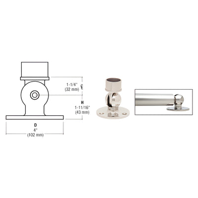 CRL Polished Stainless Adjustable Flange for 2" Tubing