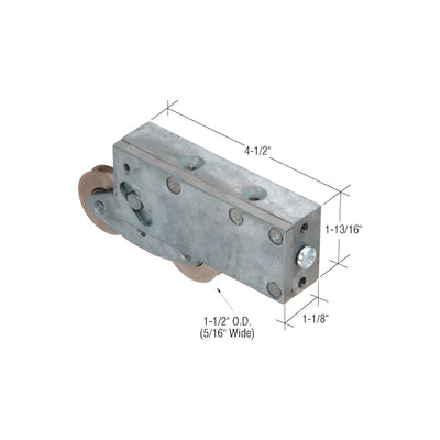 CRL Sliding Glass Door Roller with Tandem Stainless Steel Rollers and 1-1/8" Wide Housing