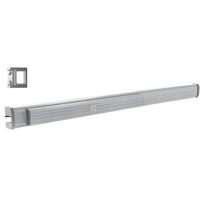 CRL Jackson® 1295 Push Pad Rim Panic Exit Device - 'S' Type Strike, 48", Satin Aluminum with Cylinder Dogging