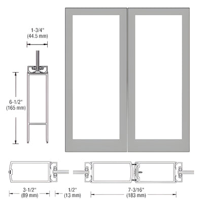 CRL-U.S. Aluminum Clear Anodized Custom Blank Pair 400 Medium Stile Center Hung Entrance Doors - No Prep