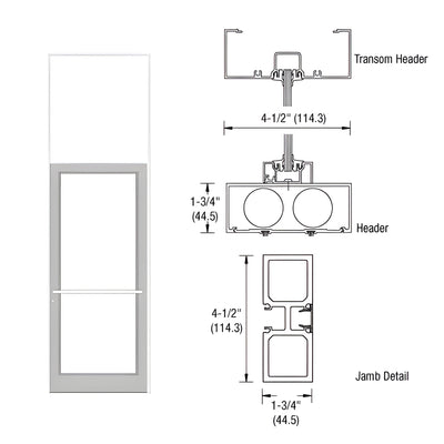 CRL-U.S. Aluminum White KYNAR® Paint 39-1/2" x 126" Series DF800 Tubular Center Hung Transom Frame Complete (1FT)