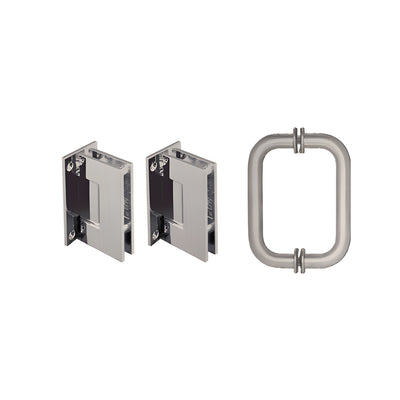 CRL Brushed Nickel Geneva Shower Pull and Hinge Set