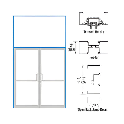 CRL-U.S. Aluminum Custom KYNAR® Paint and Custom Size Series IT451 Open Back Offset Pivot Transom Door Frame Complete (2FT)