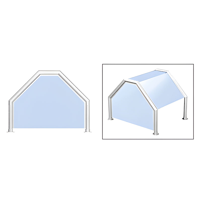 A technical diagram showing the front and isometric views of a polished stainless steel Elegant 111 Series sneeze guard with a slant-only configuration.
