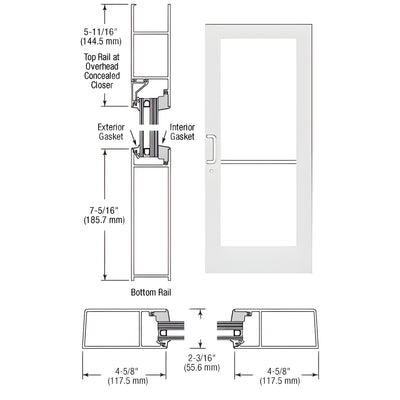 CRL-U.S. Aluminum White KYNAR® Paint IG600 Series Custom Single StormFront™ Gear Hinged Entrance for Concealed Overhead Closer