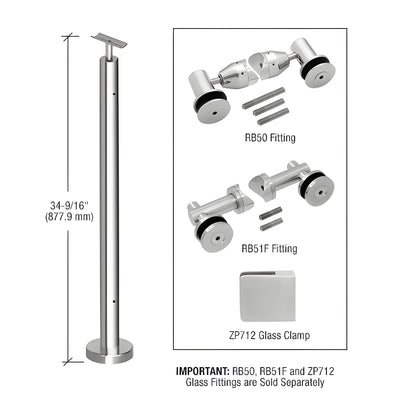 CRL Polished Stainless 36" P7 Series 180 Degree Center Post Railing Kit No Fittings