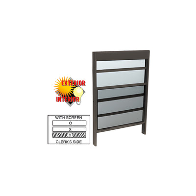 CRL Duranodic Bronze Anodized Finish 36" x 36" Vertical Sliding Service Windows with 1/4" Vinyl Glazing and Screen