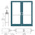 CRL-U.S. Aluminum Custom KYNAR® Paint Custom Size Pair Series 400 Medium Stile Butt Hinge Showroom Door for Surface Mount Door Closers