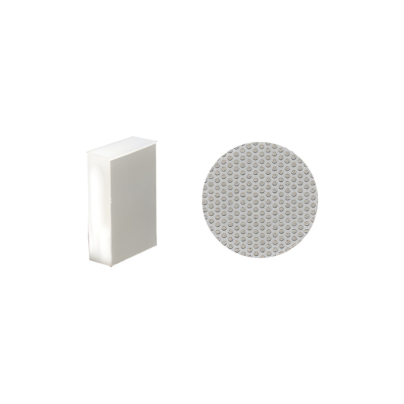 A white rectangular 3M diamond hand pad shown alongside a close-up view of its textured abrasive surface.