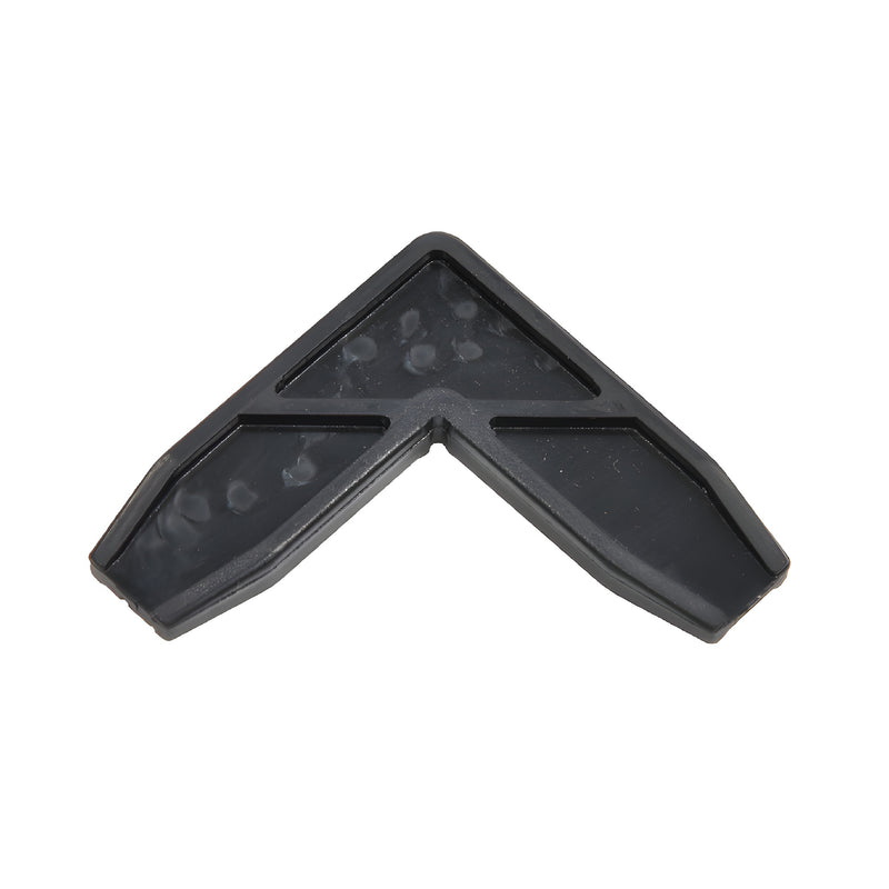 A single black plastic miter cut screen frame corner piece shown against a white background.