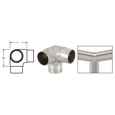 CRL Brushed Stainless 90 Degree Side Outlet Elbow for 2" Tubing
