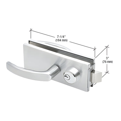 CRL Clear Anodized Glass Mounted Latch with Lock, Thumbturn, and Lever Handles- North American